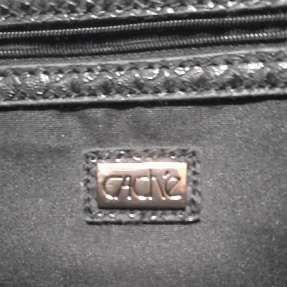 Cache Black Textured Clutch with Gold Chain - Picture 2 of 6